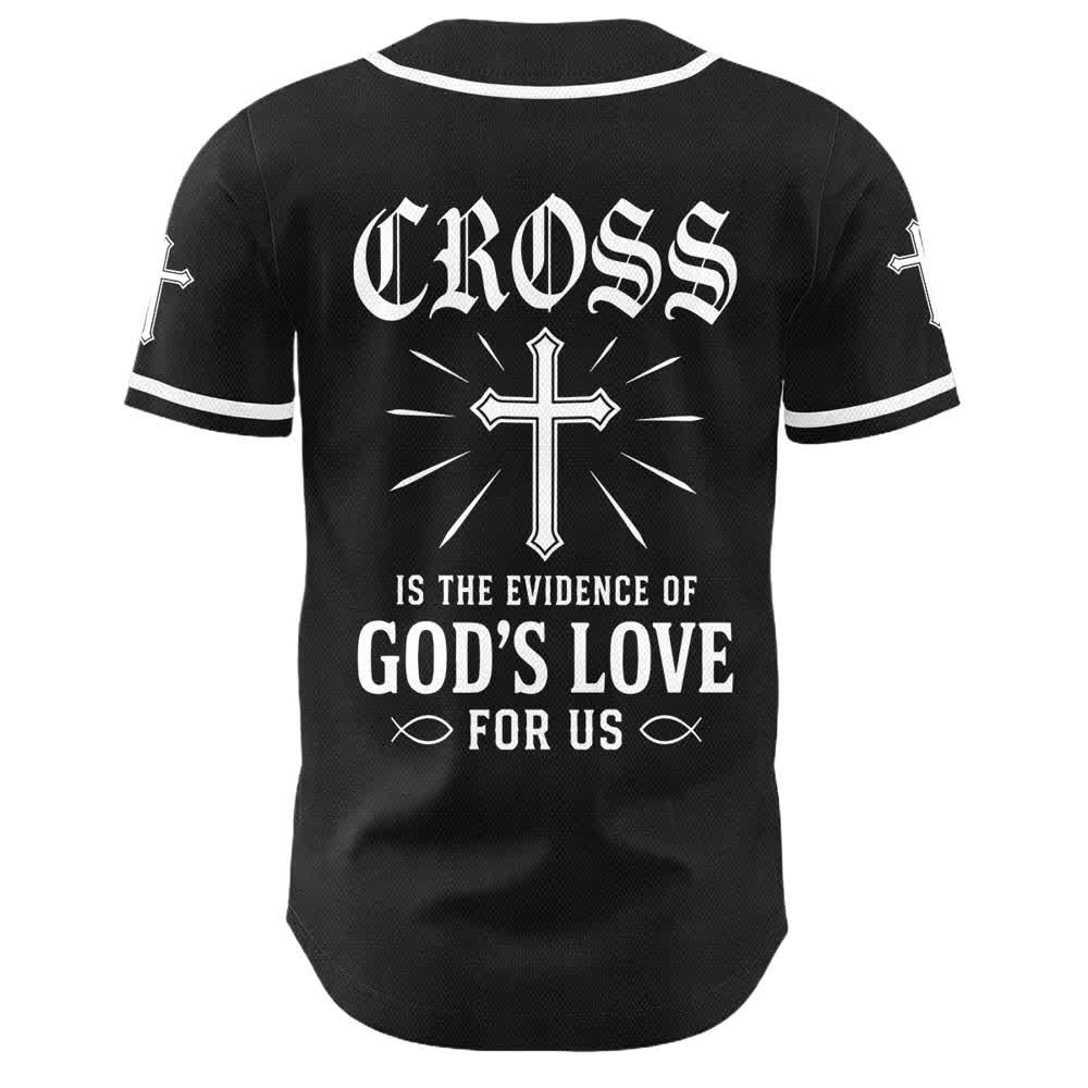 Christianartworkshop Baseballtrikot mit Jesus-Kreuz, schwarz-golden, geknöpft - image 4