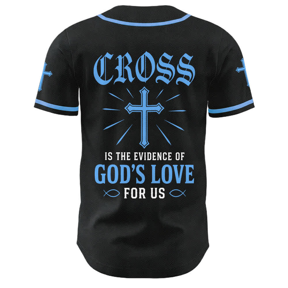 Christianartworkshop Baseballtrikot mit Jesus-Kreuz, schwarz-golden, geknöpft - image 16