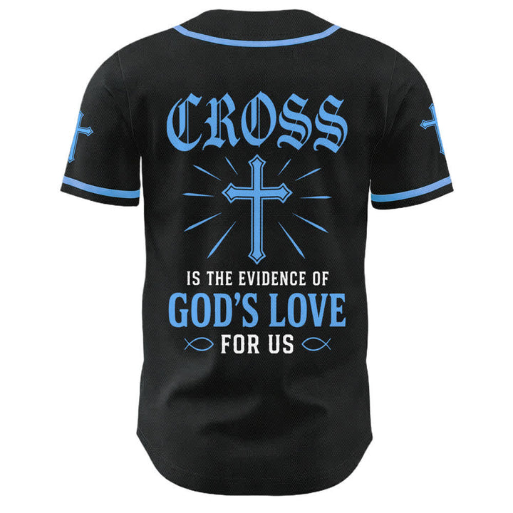 Christianartworkshop Baseballtrikot mit Jesus-Kreuz, schwarz-golden, geknöpft - image 16