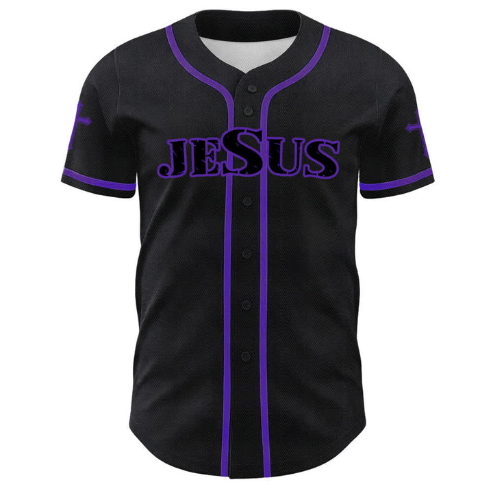 Christianartworkshop Baseballtrikot mit Jesus-Kreuz, schwarz-golden, geknöpft - image 14