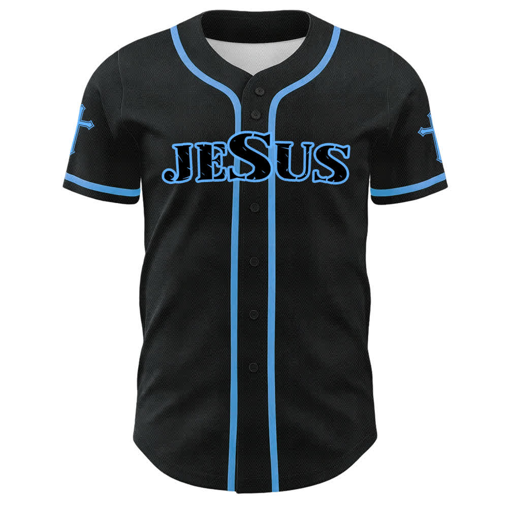 Christianartworkshop Baseballtrikot mit Jesus-Kreuz, schwarz-golden, geknöpft - image 17