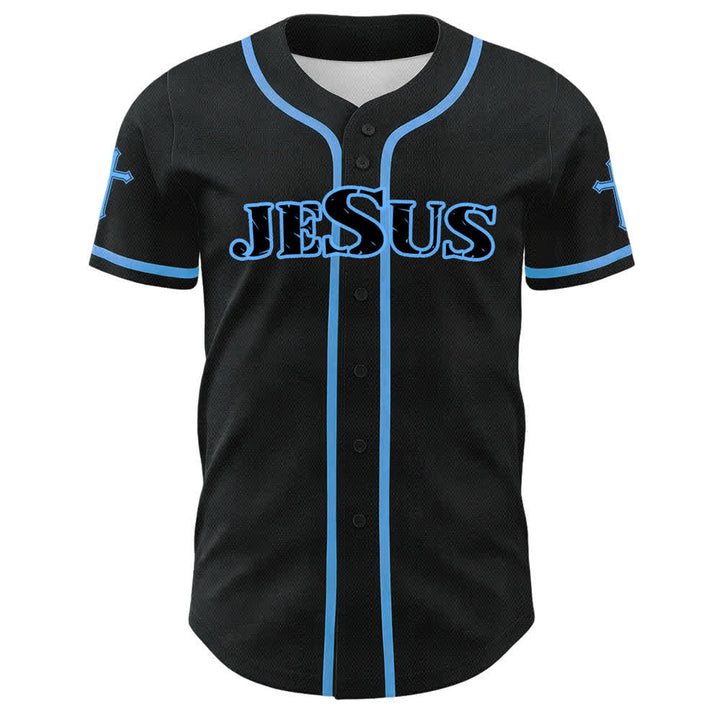 Christianartworkshop Baseballtrikot mit Jesus-Kreuz, schwarz-golden, geknöpft - image 17