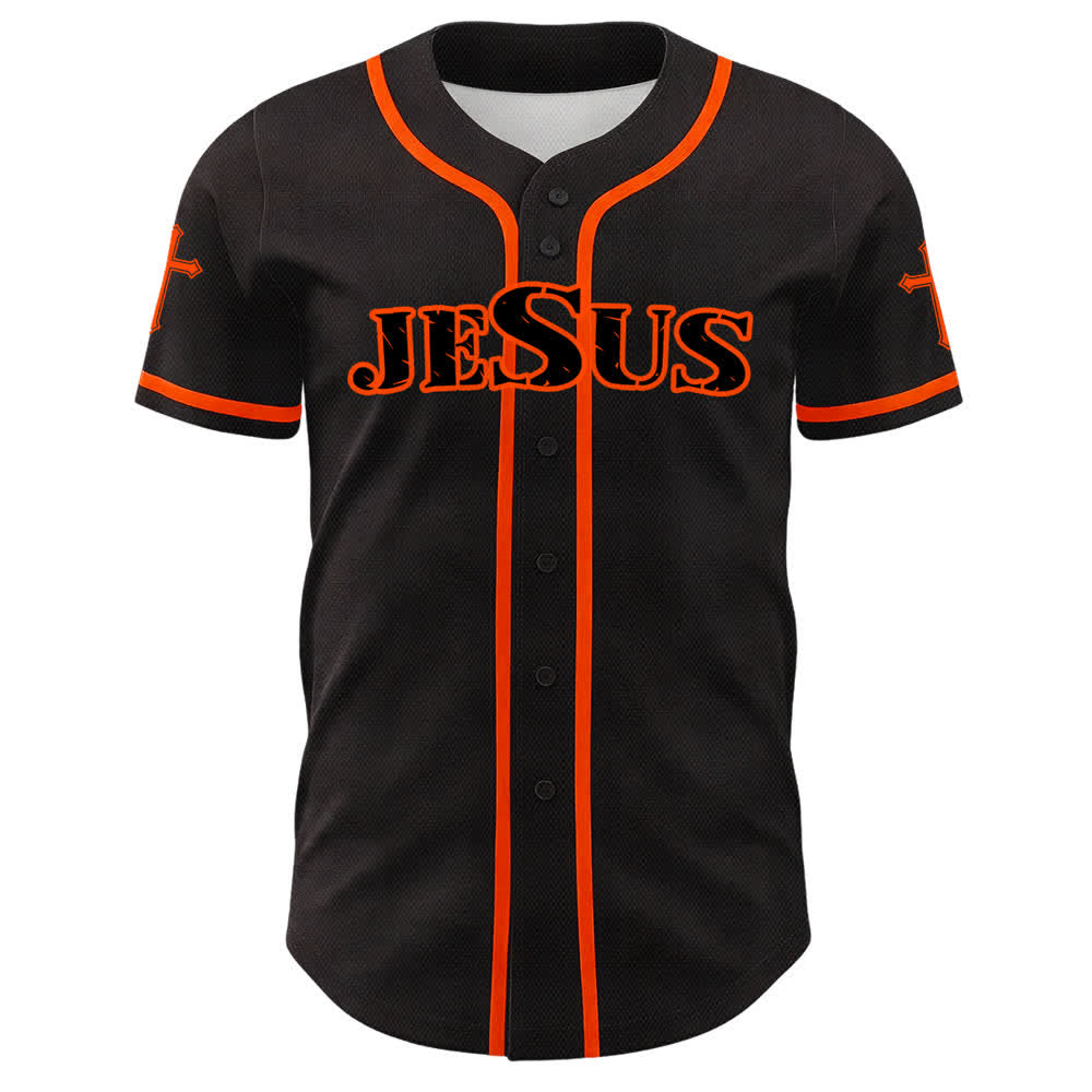 Christianartworkshop Baseballtrikot mit Jesus-Kreuz, schwarz-golden, geknöpft - image 23