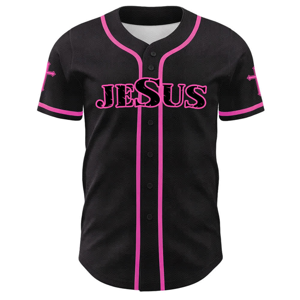Christianartworkshop Baseballtrikot mit Jesus-Kreuz, schwarz-golden, geknöpft - image 11