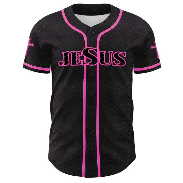 Christianartworkshop Baseballtrikot mit Jesus-Kreuz, schwarz-golden, geknöpft - image 11