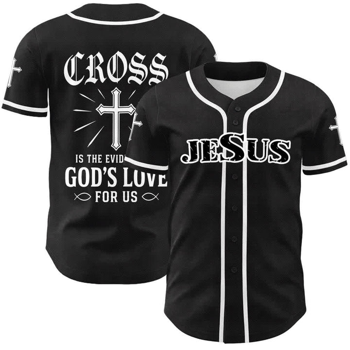 Christianartworkshop Baseballtrikot mit Jesus-Kreuz, schwarz-golden, geknöpft - Weiß - 5XL - image 3