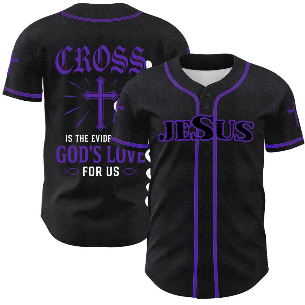 Christianartworkshop Baseballtrikot mit Jesus-Kreuz, schwarz-golden, geknöpft - Lila - 5XL - image 12