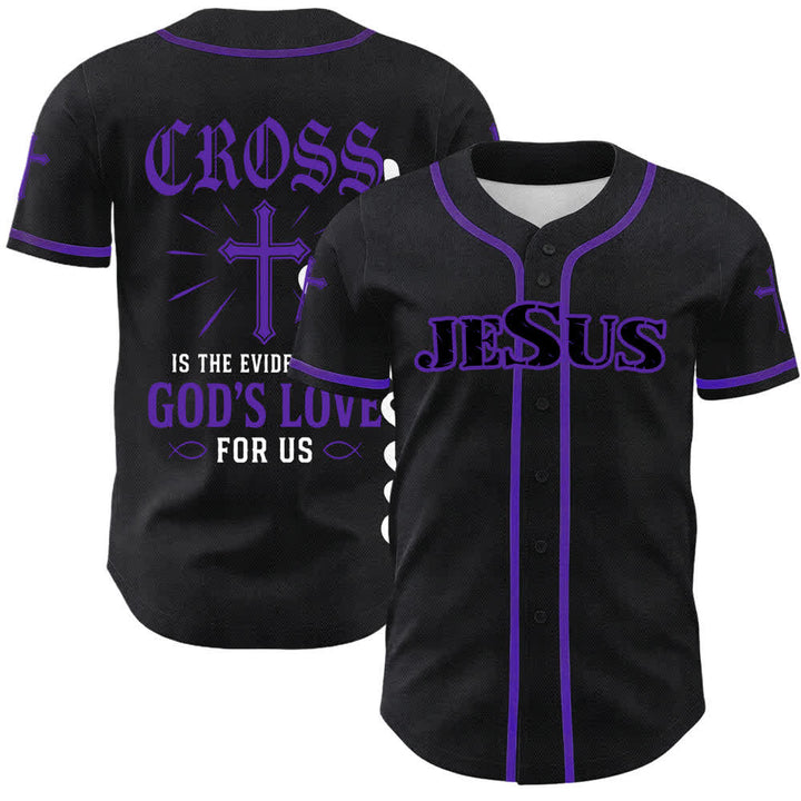 Christianartworkshop Baseballtrikot mit Jesus-Kreuz, schwarz-golden, geknöpft - Lila - 5XL - image 12