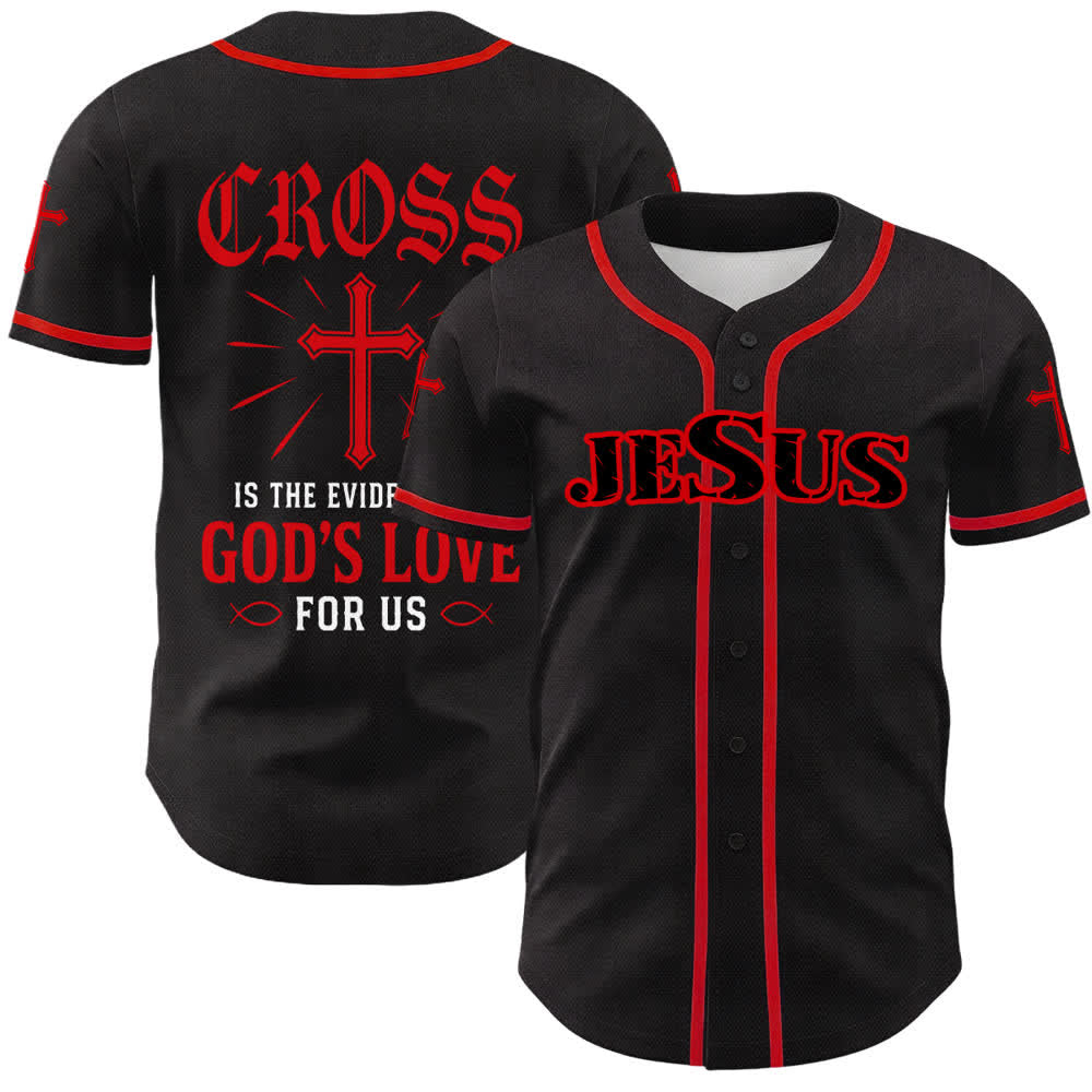 Christianartworkshop Baseballtrikot mit Jesus-Kreuz, schwarz-golden, geknöpft - Rot - 5XL - image 24