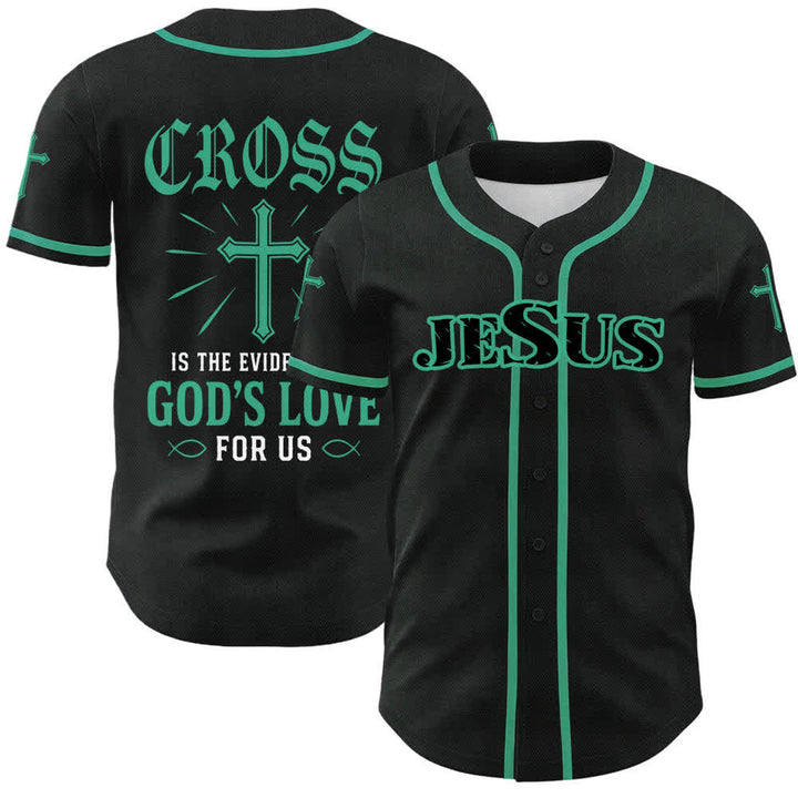 Christianartworkshop Baseballtrikot mit Jesus-Kreuz, schwarz-golden, geknöpft - Lake Blue - 5XL - image 6