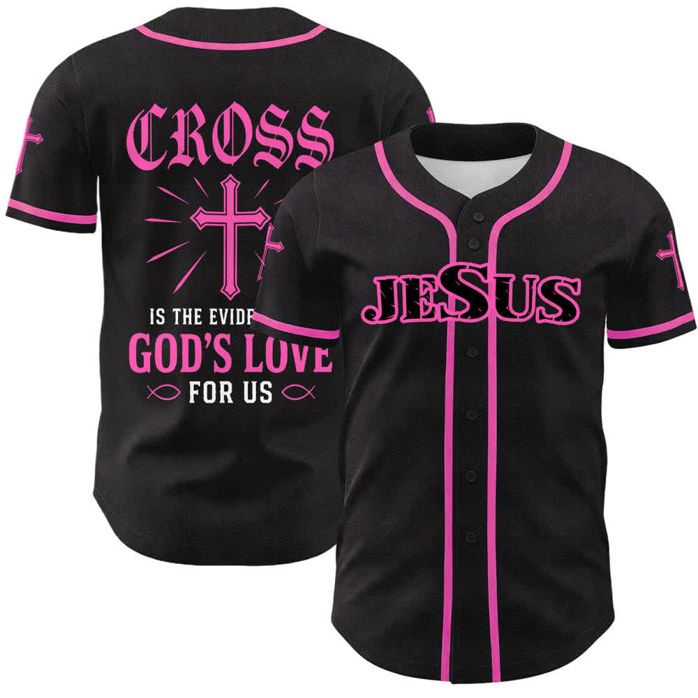 Christianartworkshop Baseballtrikot mit Jesus-Kreuz, schwarz-golden, geknöpft - Rosa - 5XL - image 9