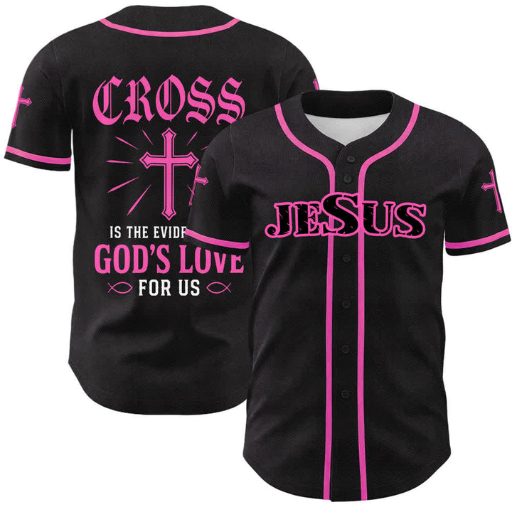Christianartworkshop Baseballtrikot mit Jesus-Kreuz, schwarz-golden, geknöpft - Rosa - 5XL - image 9