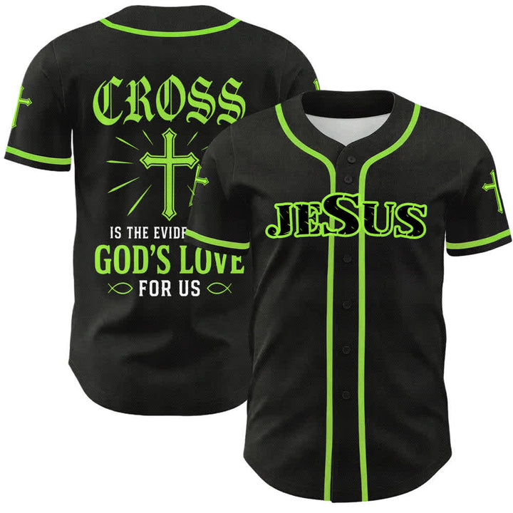Christianartworkshop Baseballtrikot mit Jesus-Kreuz, schwarz-golden, geknöpft - Grün - 5XL - image 18