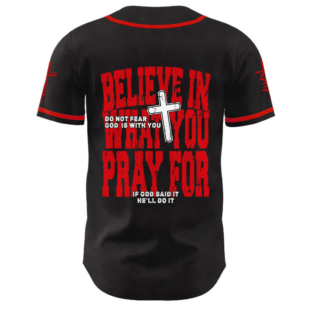 Christianartworkshop Jesus Schwarzes und rotes Baseballtrikot mit Knöpfen - image 1