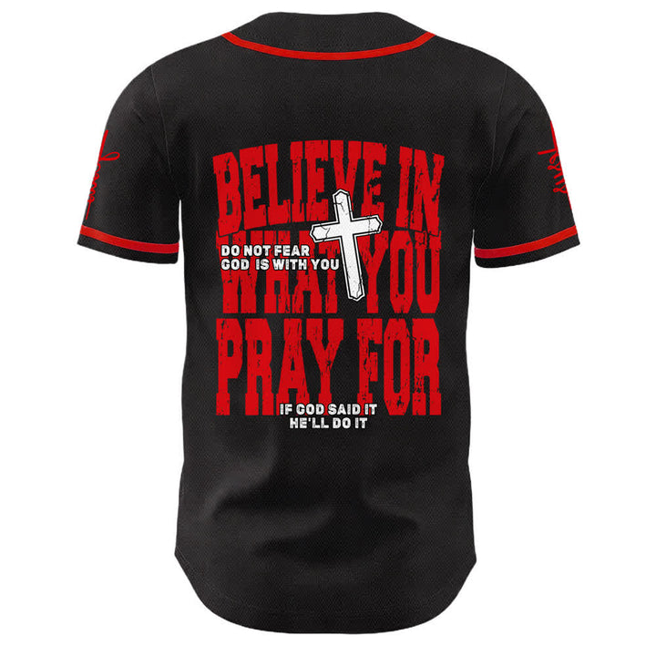Christianartworkshop Jesus Schwarzes und rotes Baseballtrikot mit Knöpfen - image 1