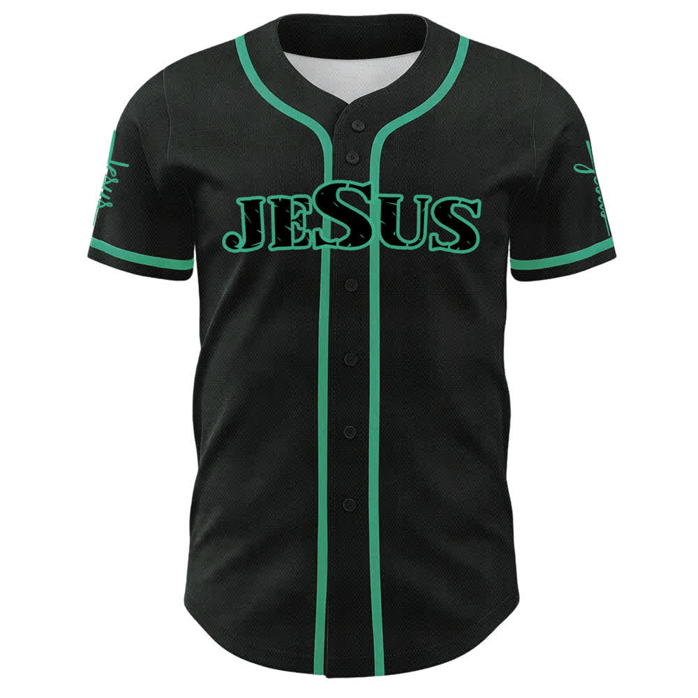 Christianartworkshop Jesus Schwarzes und rotes Baseballtrikot mit Knöpfen - image 8