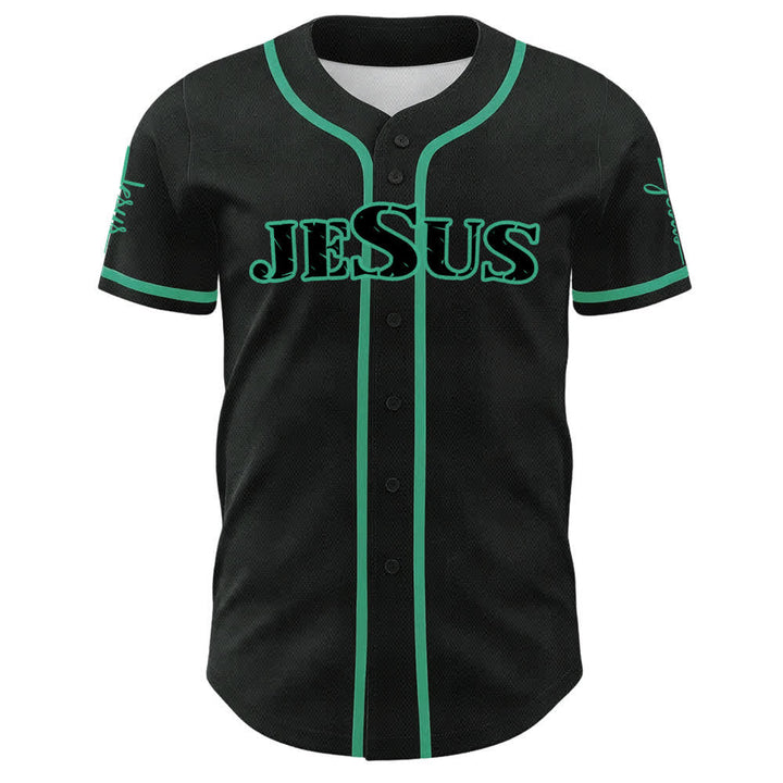 Christianartworkshop Jesus Schwarzes und rotes Baseballtrikot mit Knöpfen - image 8