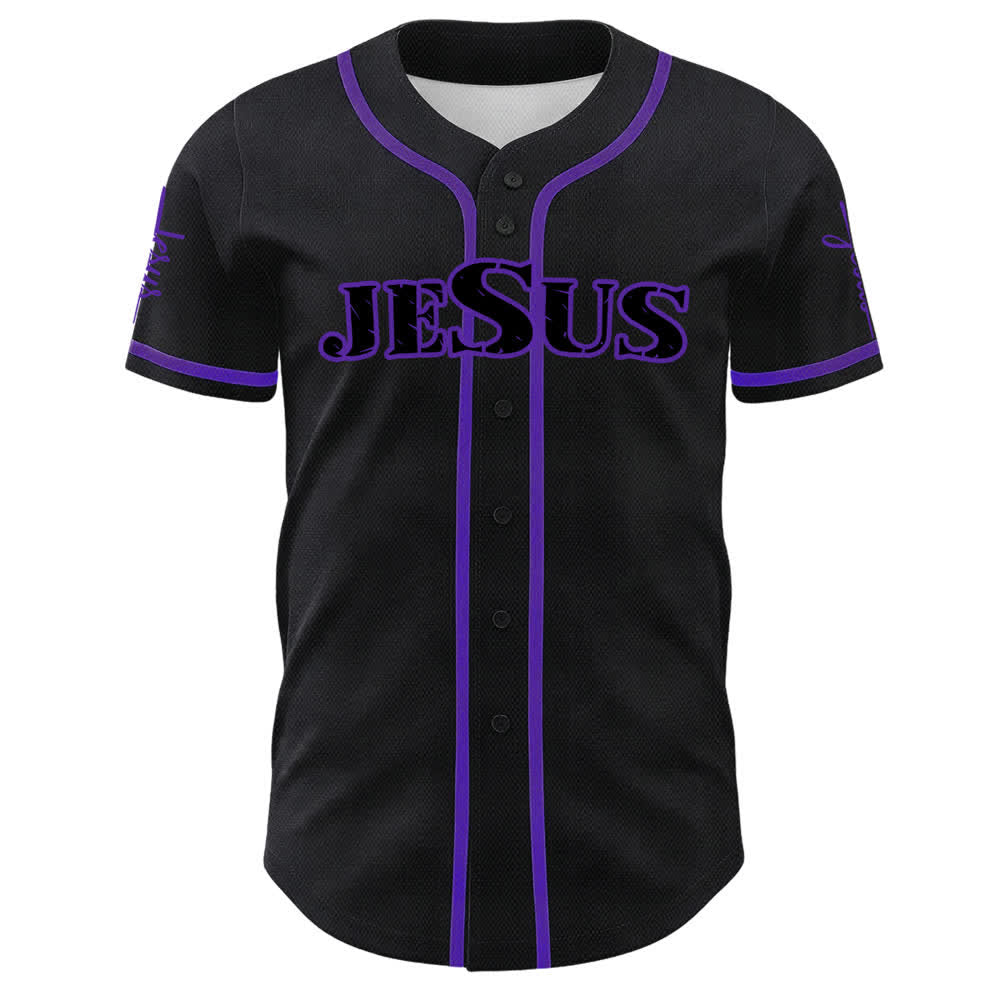Christianartworkshop Jesus Schwarzes und rotes Baseballtrikot mit Knöpfen - image 11