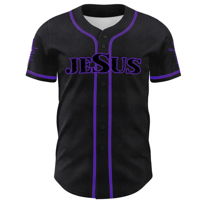 Christianartworkshop Jesus Schwarzes und rotes Baseballtrikot mit Knöpfen - image 11