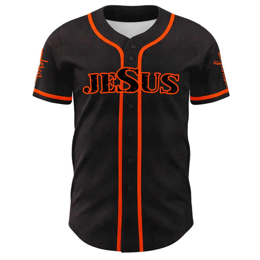 Christianartworkshop Jesus Schwarzes und rotes Baseballtrikot mit Knöpfen - image 26
