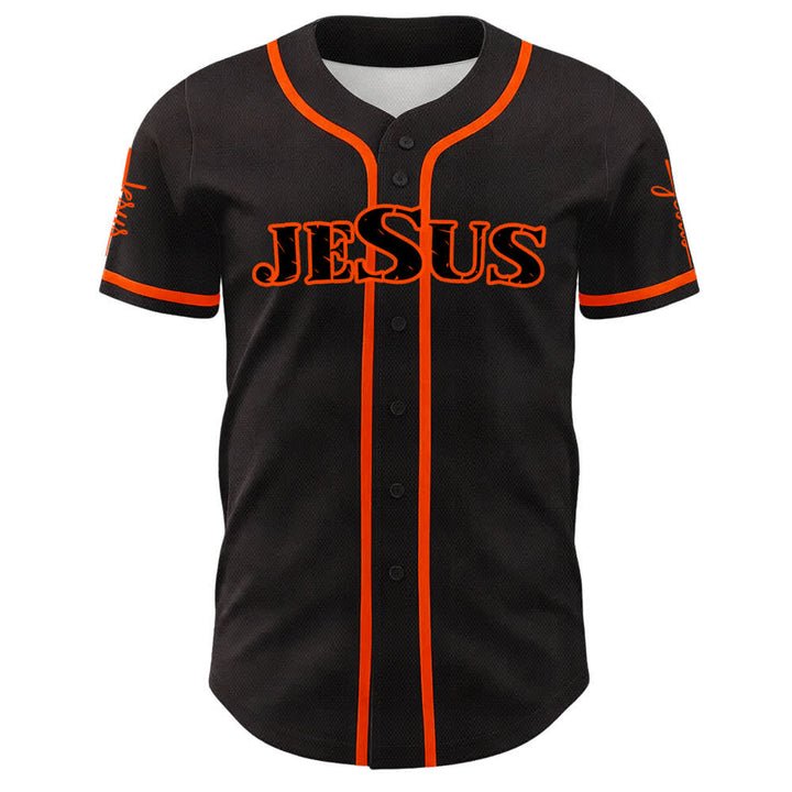 Christianartworkshop Jesus Schwarzes und rotes Baseballtrikot mit Knöpfen - image 26