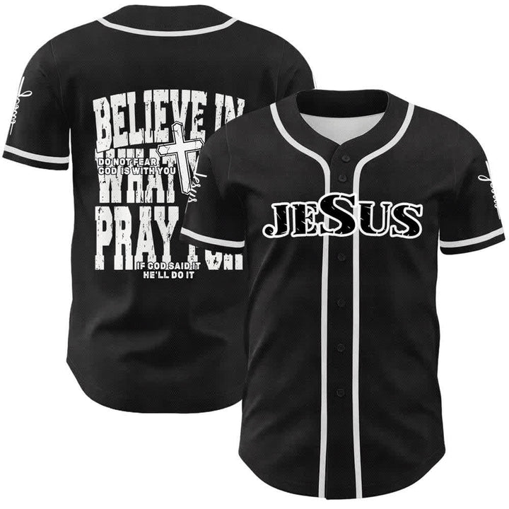 Christianartworkshop Jesus Schwarzes und rotes Baseballtrikot mit Knöpfen - Weiß - 5XL - image 3