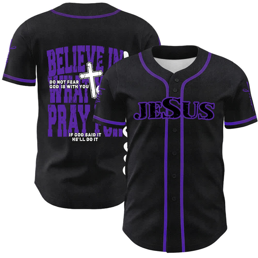 Christianartworkshop Jesus Schwarzes und rotes Baseballtrikot mit Knöpfen - Lila - 5XL - image 9