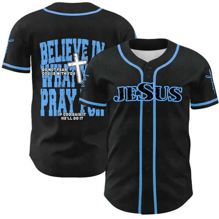 Christianartworkshop Jesus Schwarzes und rotes Baseballtrikot mit Knöpfen - Himmelblau - 5XL - image 15