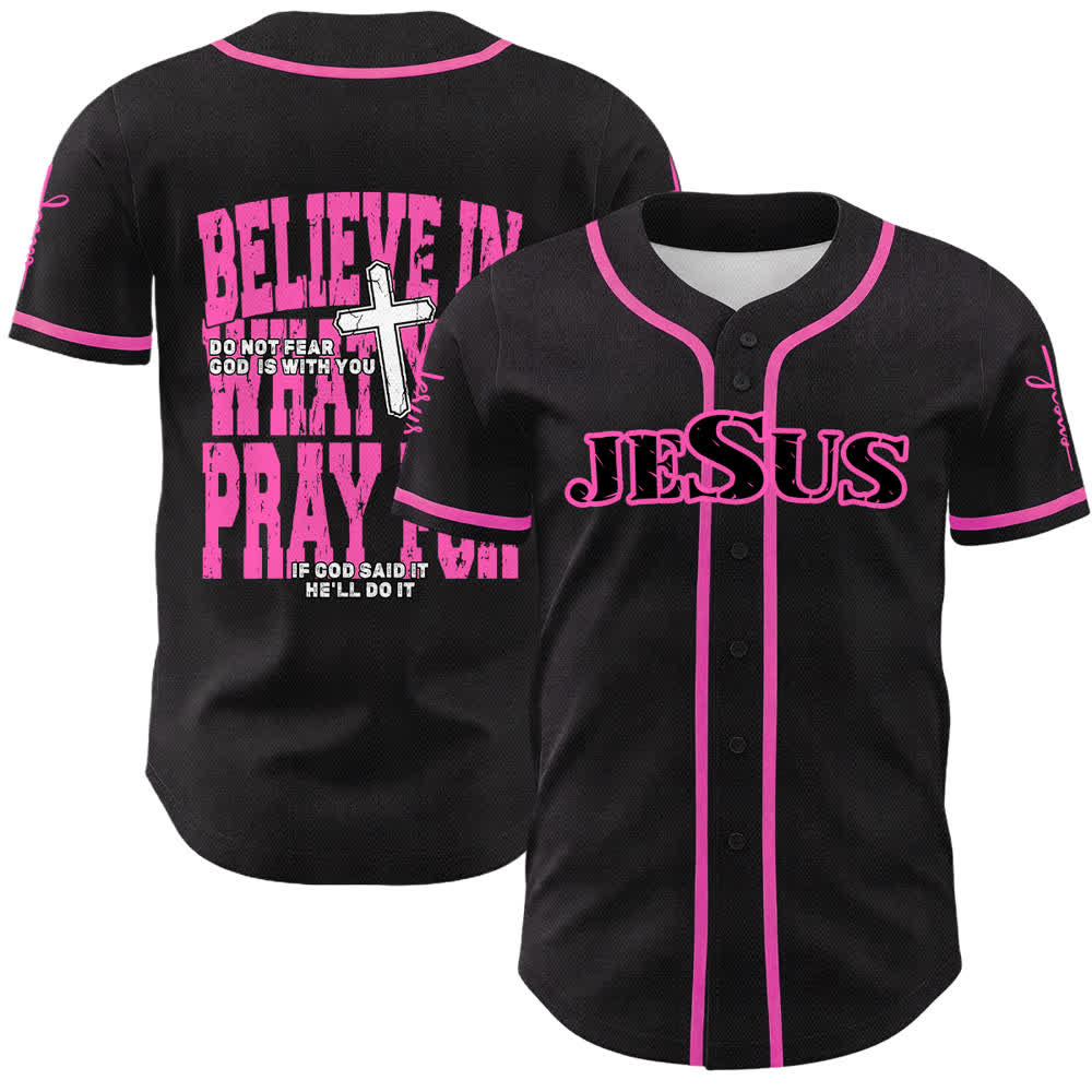 Christianartworkshop Jesus Schwarzes und rotes Baseballtrikot mit Knöpfen - Rosa - 5XL - image 12
