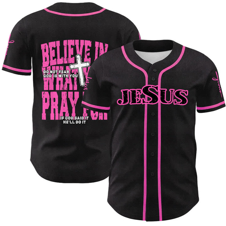 Christianartworkshop Jesus Schwarzes und rotes Baseballtrikot mit Knöpfen - Rosa - 5XL - image 12