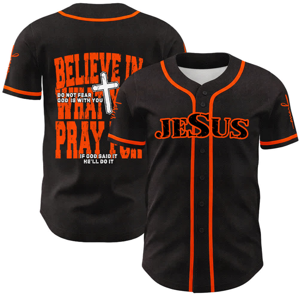 Christianartworkshop Jesus Schwarzes und rotes Baseballtrikot mit Knöpfen - Orange - 5XL - image 24