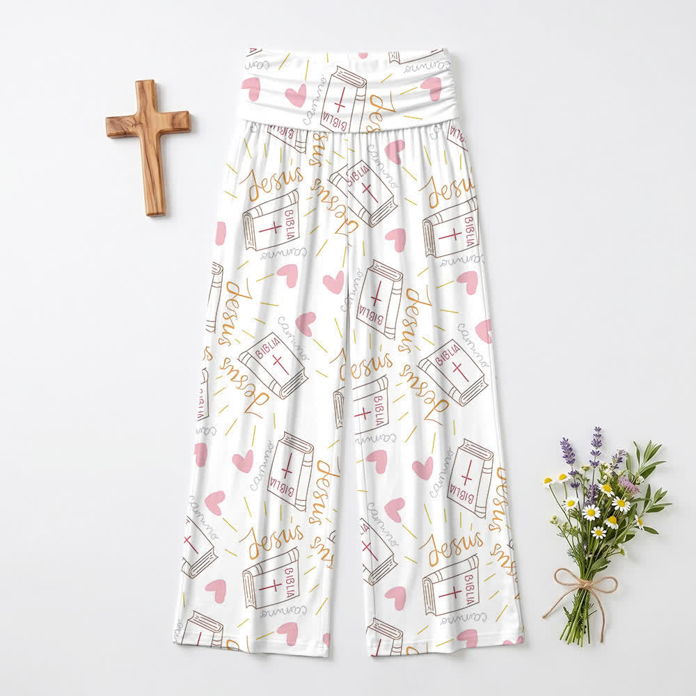 Christianartworkshop Loungehose mit weitem Bein und Jesus-Schriftzug und Herzmuster - US22, UK/AU26, EU54 - image 0