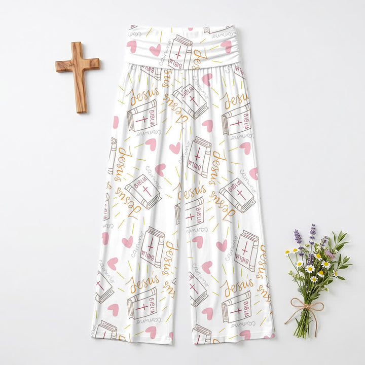 Christianartworkshop Loungehose mit weitem Bein und Jesus-Schriftzug und Herzmuster - US22, UK/AU26, EU54 - image 0