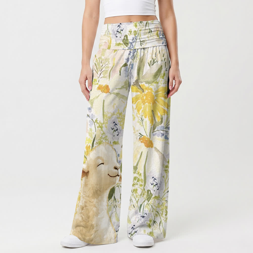 Christianartworkshop Meadow Bloom Damenhose mit umklappbarem Bund und weitem Bein - image 1