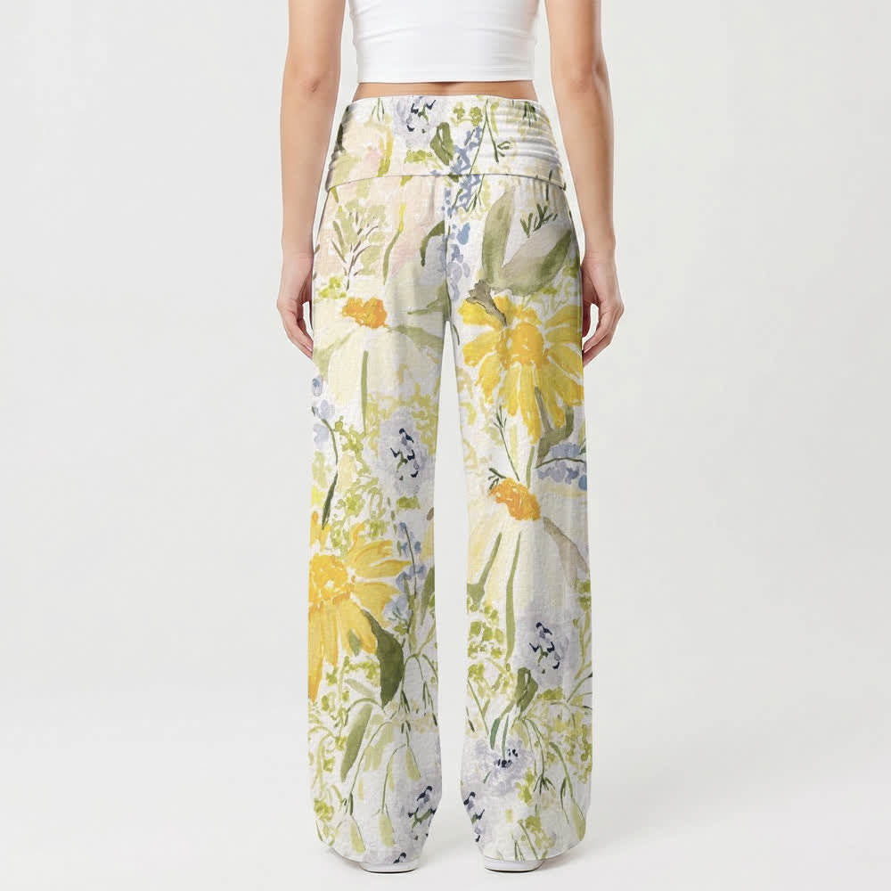 Christianartworkshop Meadow Bloom Damenhose mit umklappbarem Bund und weitem Bein - image 2