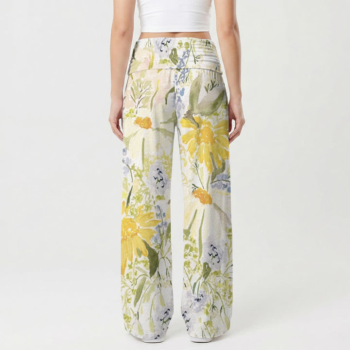 Christianartworkshop Meadow Bloom Damenhose mit umklappbarem Bund und weitem Bein - image 2