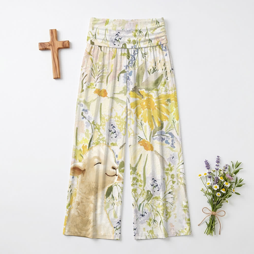 Christianartworkshop Meadow Bloom Damenhose mit umklappbarem Bund und weitem Bein - US22, UK/AU26, EU54 - image 0