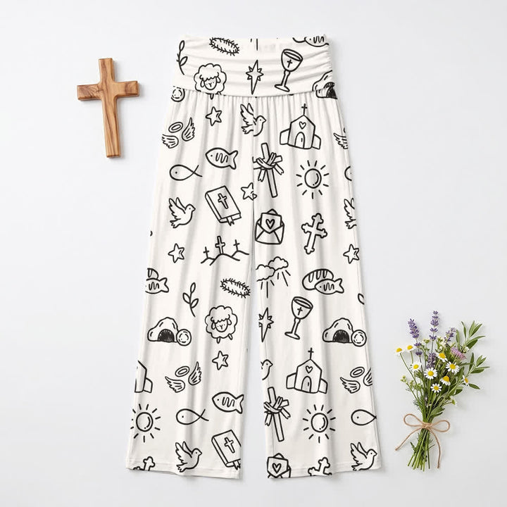 Christianartworkshop Dove & Church Sketch Lounge Damen-Hose mit weitem Bein - US22, UK/AU26, EU54 - image 0