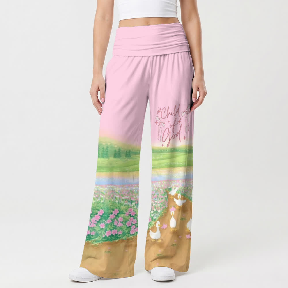 Christianartworkshop Loungewear-Hose mit weitem Bein und pastoralem Muster „Child Of God“ für Damen. - image 1