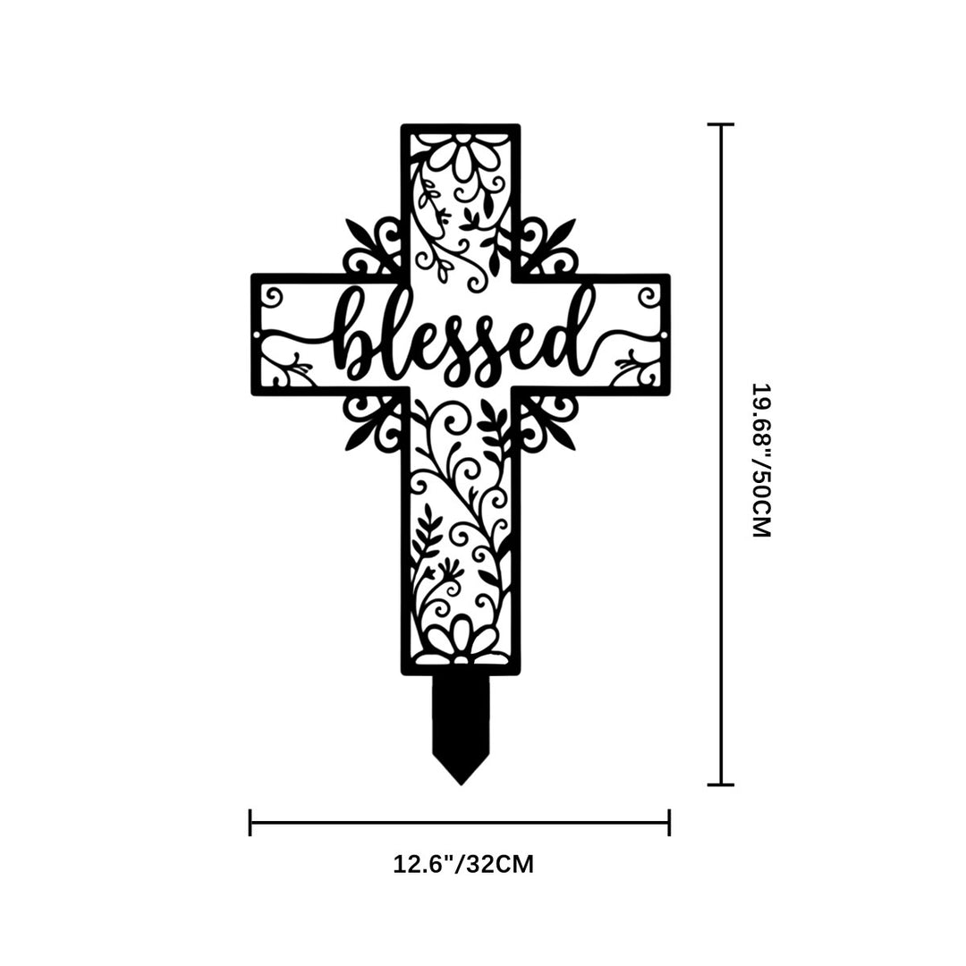 Christianartworkshop Gesegneter Schriftzug, hohles Kreuz, Metallpfahl für den Garten: Zeichen beständiger göttlicher Gunst - 12,6" × 19,68" × 0,06" / 32 × 50 × 0,15 cm - image 10