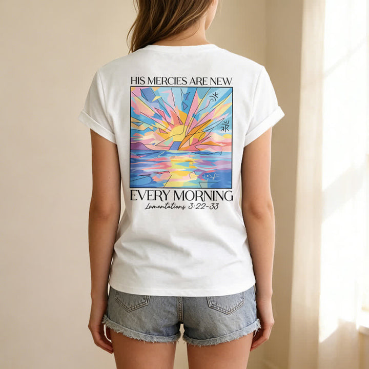 Christianartworkshop Grace Cross Damen-T-Shirt mit gerollten Ärmeln und Knotensaum, V-Ausschnitt - image 40
