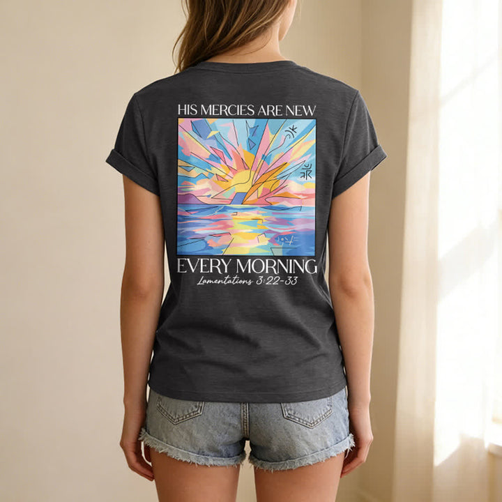 Christianartworkshop Grace Cross Damen-T-Shirt mit gerollten Ärmeln und Knotensaum, V-Ausschnitt - image 16