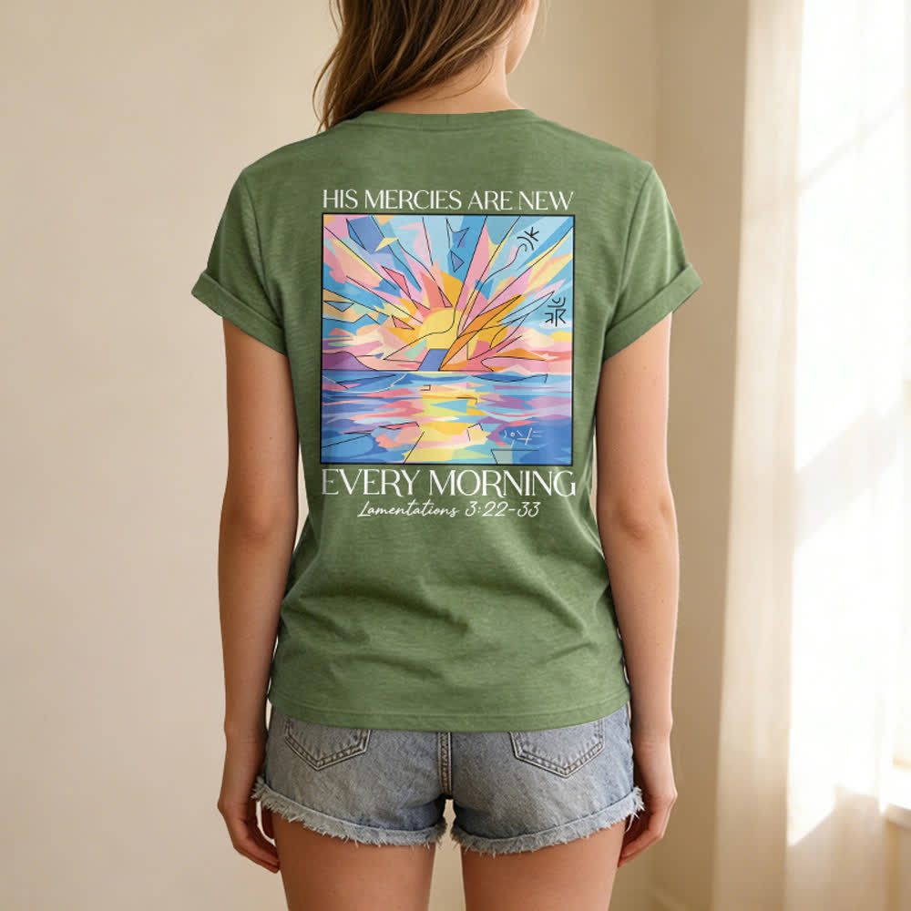 Christianartworkshop Grace Cross Damen-T-Shirt mit gerollten Ärmeln und Knotensaum, V-Ausschnitt - image 46