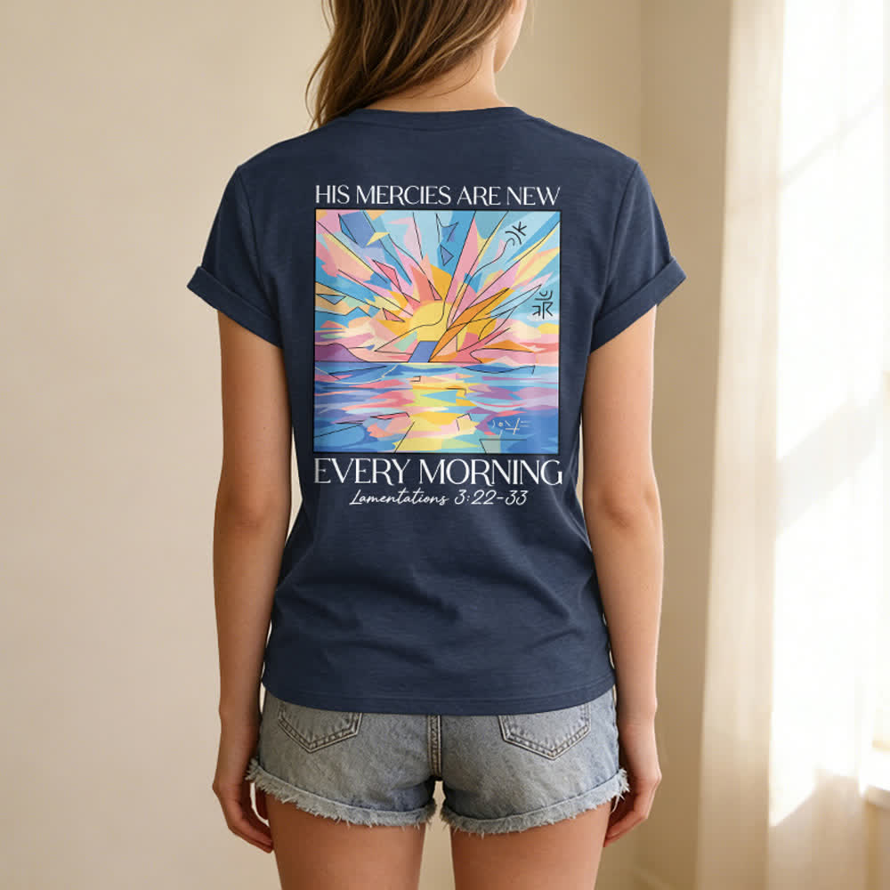 Christianartworkshop Grace Cross Damen-T-Shirt mit gerollten Ärmeln und Knotensaum, V-Ausschnitt - image 28