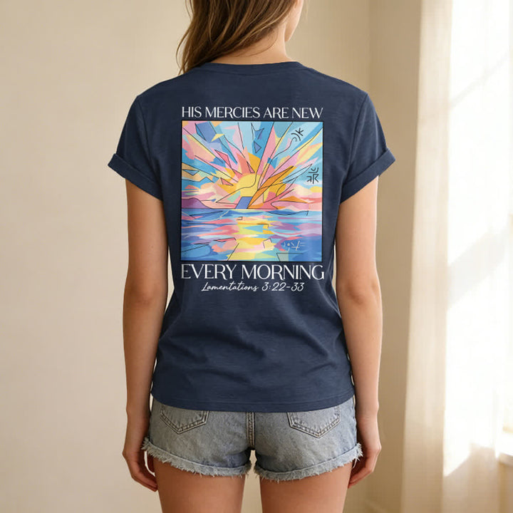 Christianartworkshop Grace Cross Damen-T-Shirt mit gerollten Ärmeln und Knotensaum, V-Ausschnitt - image 28