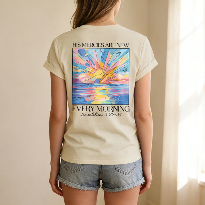 Christianartworkshop Grace Cross Damen-T-Shirt mit gerollten Ärmeln und Knotensaum, V-Ausschnitt - image 34