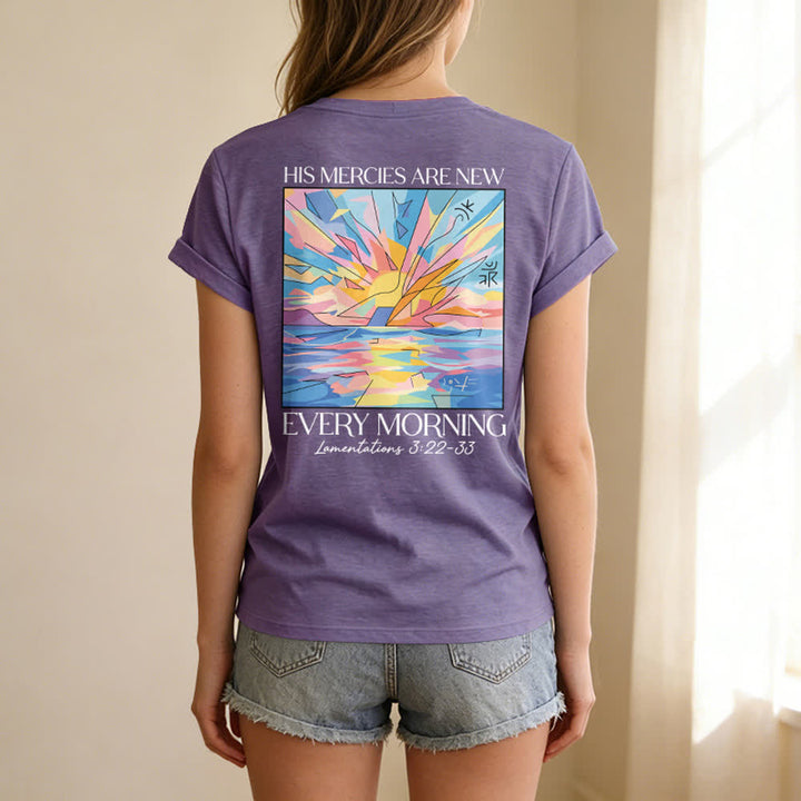 Christianartworkshop Grace Cross Damen-T-Shirt mit gerollten Ärmeln und Knotensaum, V-Ausschnitt - image 52