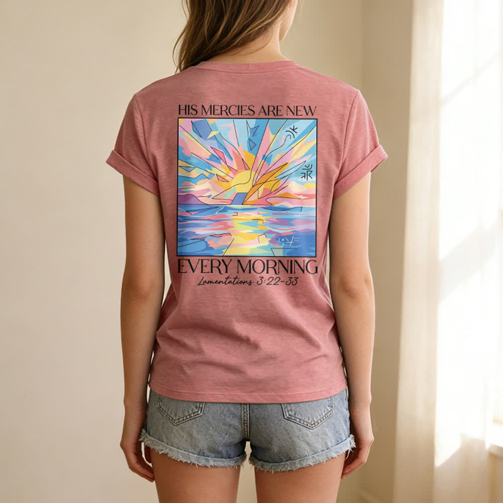 Christianartworkshop Grace Cross Damen-T-Shirt mit gerollten Ärmeln und Knotensaum, V-Ausschnitt - image 22