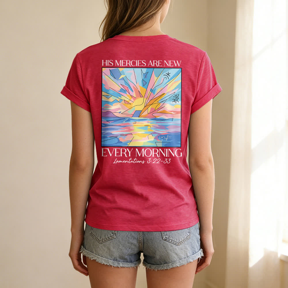 Christianartworkshop Grace Cross Damen-T-Shirt mit gerollten Ärmeln und Knotensaum, V-Ausschnitt - image 64