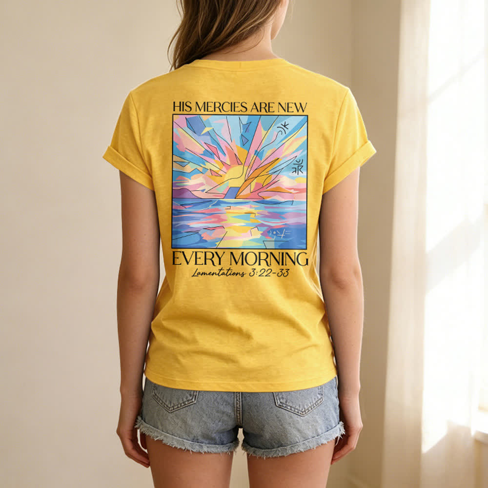 Christianartworkshop Grace Cross Damen-T-Shirt mit gerollten Ärmeln und Knotensaum, V-Ausschnitt - image 70
